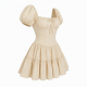 Beige Vintage Mini Dress