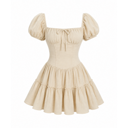 Beige Vintage Mini Dress