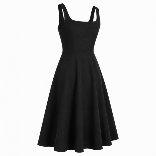 Midi Black Sleeveless Women's Dress