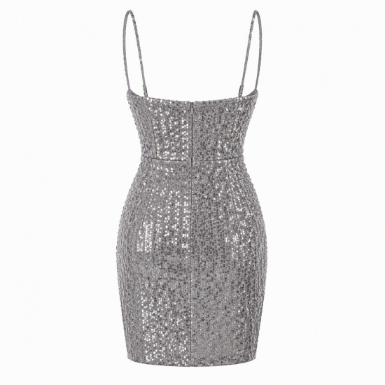 Grey Sequin Party Dress