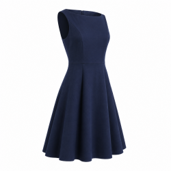 Boat Neck A-Line Lined Zip Dress