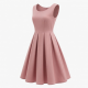 Scoop Neck Sleeveless Pleated Fit Flare Dress
