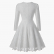 Round Neck Long Sleeve Fit Flare Lace Women's Dress