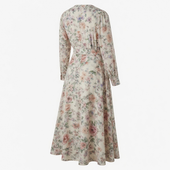 Long Sleeve Wrap Floral Maxi Dress