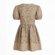 Beige Multicoloured Small Embroidered Dress