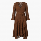 Brown Crochet Vintage Boho Women's Wrap Dress