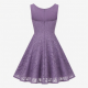 Purple Sleeveless Fit Flare Lace Dress