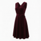 V-Neck Sleeveless Wrap Velvet Midi Dress