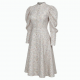High Neck Puff Sleeve Button Floral Women's Shirt Dress
