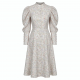 High Neck Puff Sleeve Button Floral Women's Shirt Dress