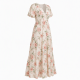 V-Neck Short Sleeve Floral Viscose Women's Maxi Dress