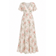 V-Neck Short Sleeve Floral Viscose Women's Maxi Dress