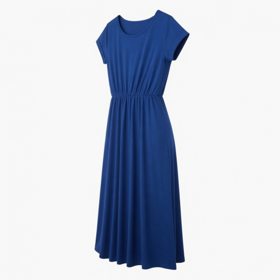 Royal Blue Jersey Summer Women's Maxi Dress