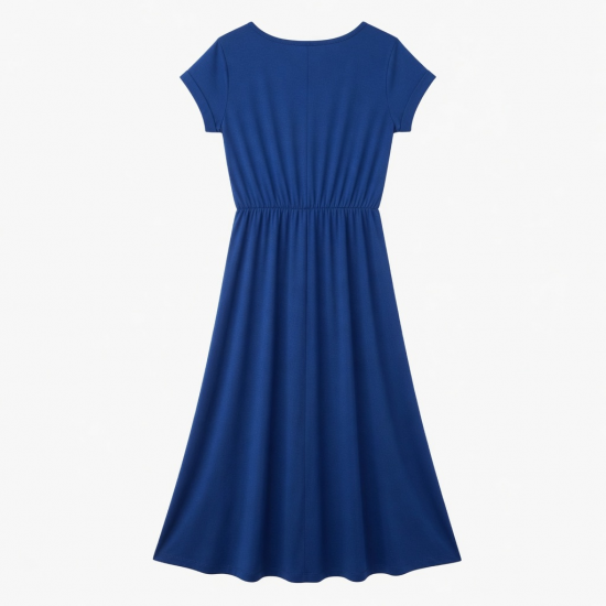 Royal Blue Jersey Summer Women's Maxi Dress