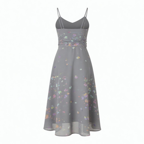 Grey Multicolor Evening Summer Dress