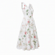 White V-Neck Sleeveless Floral Dress