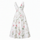 White V-Neck Sleeveless Floral Dress