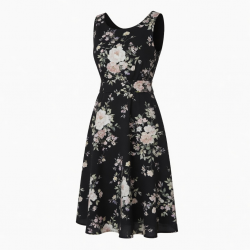 Black Sleeveless Floral Dress