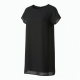 Black Round Neck Shift Chiffon Dress