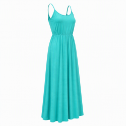 Turquoise Jersey Summer Women's Maxi Dress