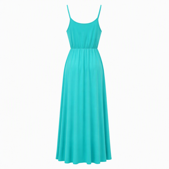 Turquoise Jersey Summer Women's Maxi Dress