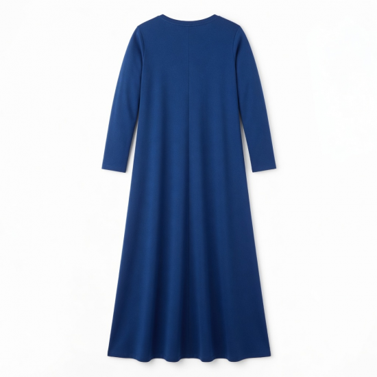Royal Blue Long Sleeve Jersey Women's Maxi Dress