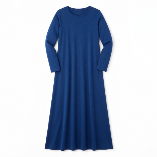 Royal Blue Long Sleeve Jersey Women's Maxi Dress