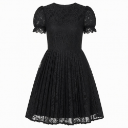 Black Pleated Lace Dress