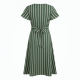 Green Wrap Striped Midi Dress