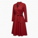 Red Wrap Pockets Lined Dress