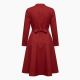 Red Wrap Pockets Lined Dress
