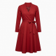 Red Wrap Pockets Lined Dress