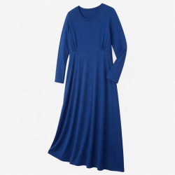 Plus Size Royal Blue Long Sleeve Jersey Women's Maxi Dress