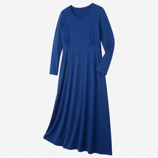 Plus Size Royal Blue Long Sleeve Jersey Women's Maxi Dress