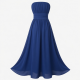 Royal Blue Strapless Gathered Women's Maxi Dress