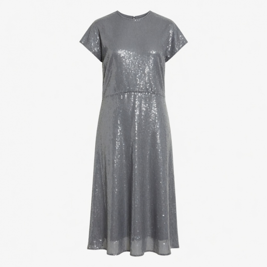 Grey Sequin Silk Dress