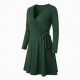 V-Neck Long Sleeve Wrap Jersey Women's Dress