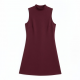 Burgundy High Neck Sleeveless Women's Mini Dress