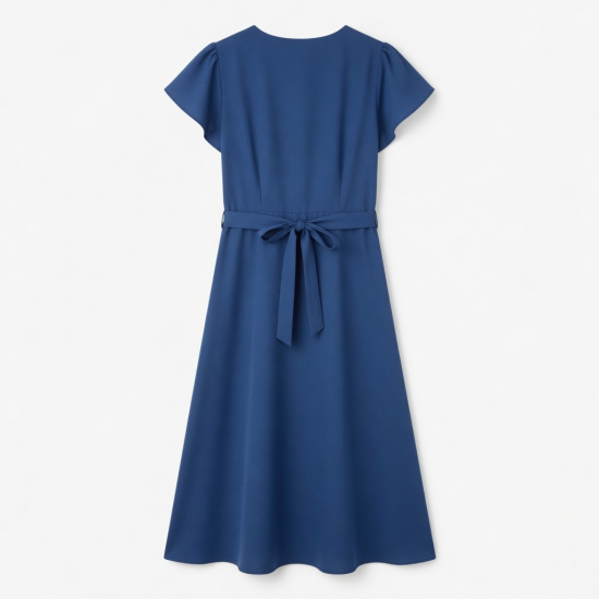 Blue Wrap Midi Dress