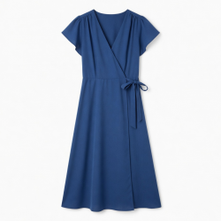 Blue Wrap Midi Dress