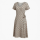 Scoop Neck Short Sleeve Wrap Geometric Women's Dress
