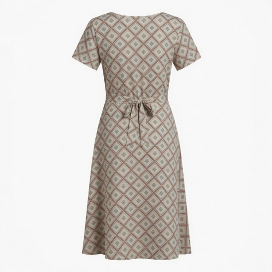 Scoop Neck Short Sleeve Wrap Geometric Women's Dress