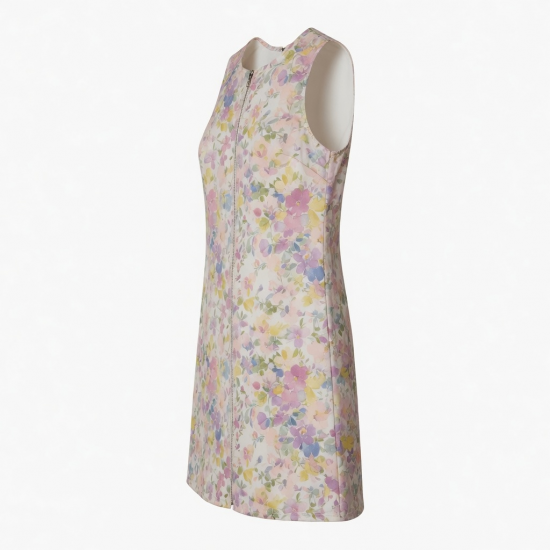 Sleeveless Shift Zip Floral Women's Dress
