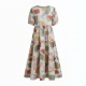 V-Neck Tiered Button Abstract Women's Maxi Dress
