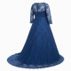Blue Lace Wedding Plus Size Gown