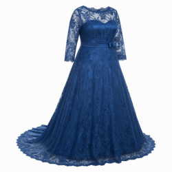 Blue Lace Wedding Plus Size Gown