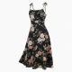 Black Strappy Sleeveless Floral Women's Dress