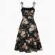 Black Strappy Sleeveless Floral Women's Dress