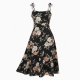 Black Strappy Sleeveless Floral Women's Dress