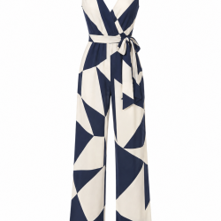 V-Neck Sleeveless Geometric Women's Jumpsuit